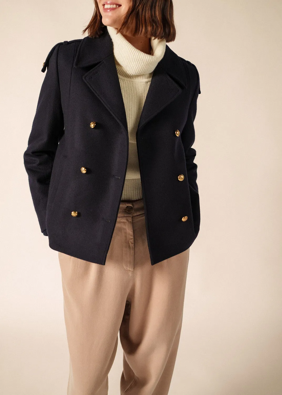 Saint James Ste Berthille manteau navy laine T36-T52