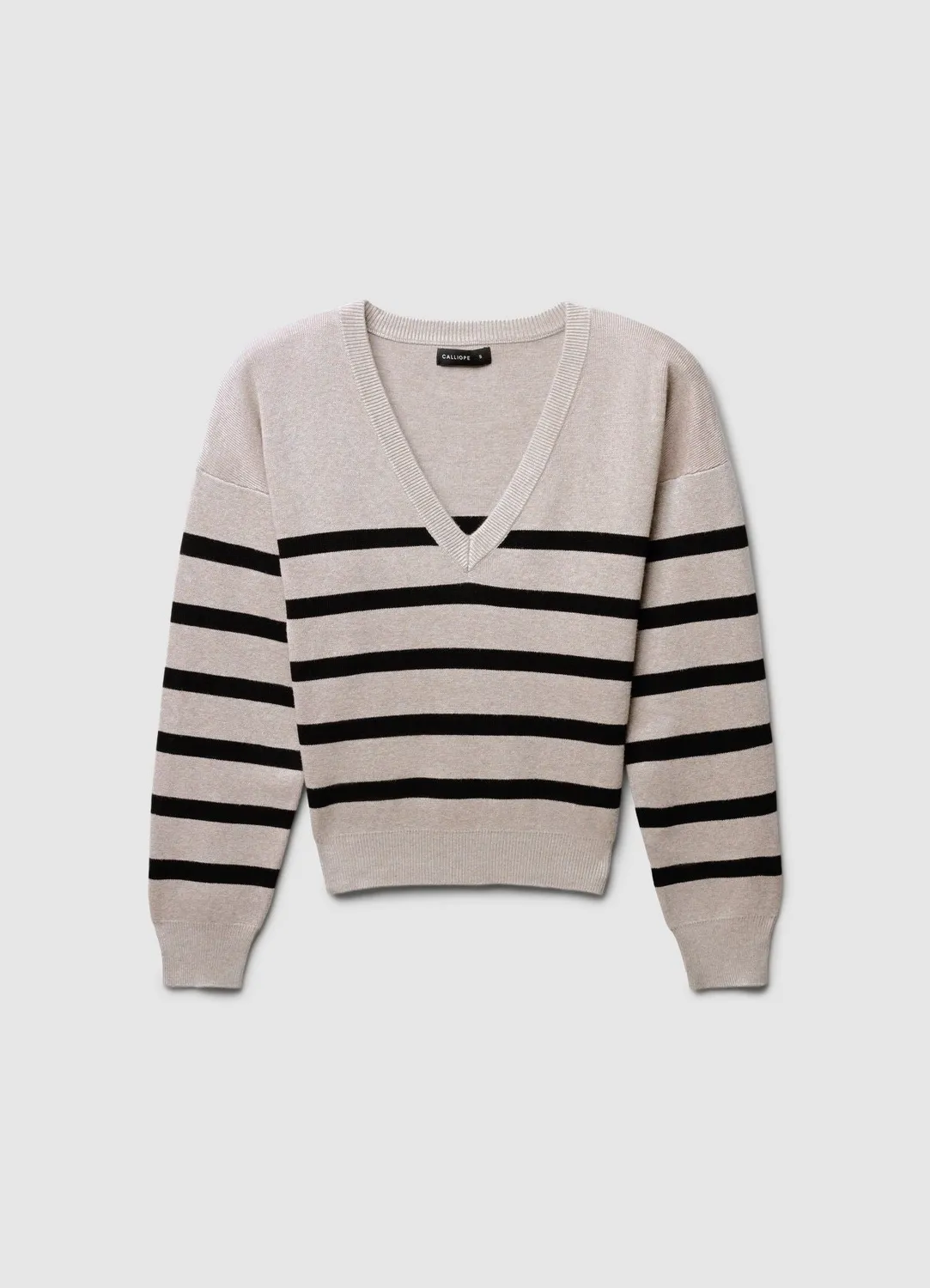 Calliope pull col V rayures femme manches longues