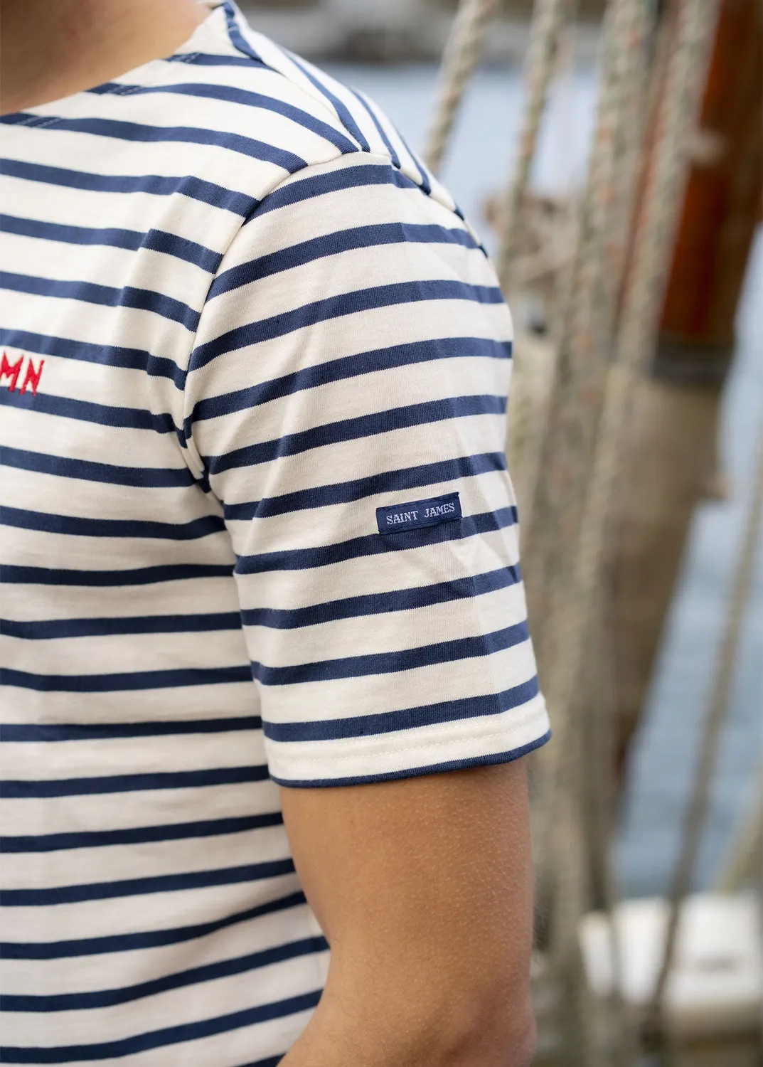 Saint James Narval marinière ecru navy coton