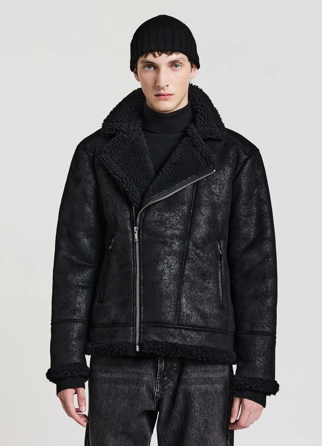 Calliope blouson perfecto homme effet mouton zip