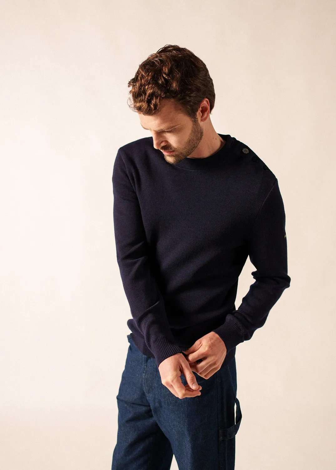 Saint James Dinan pull marin marine laine droite