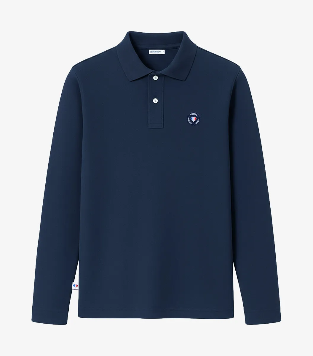 Cocorico Blason polo homme marine manches longues