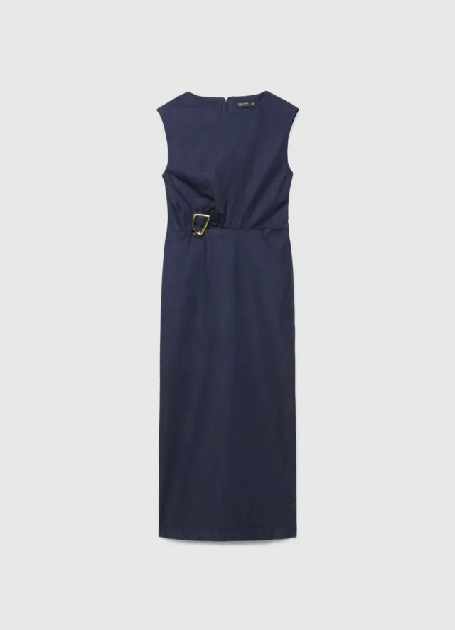 Calliope Atelier robe denim sans manches boucle