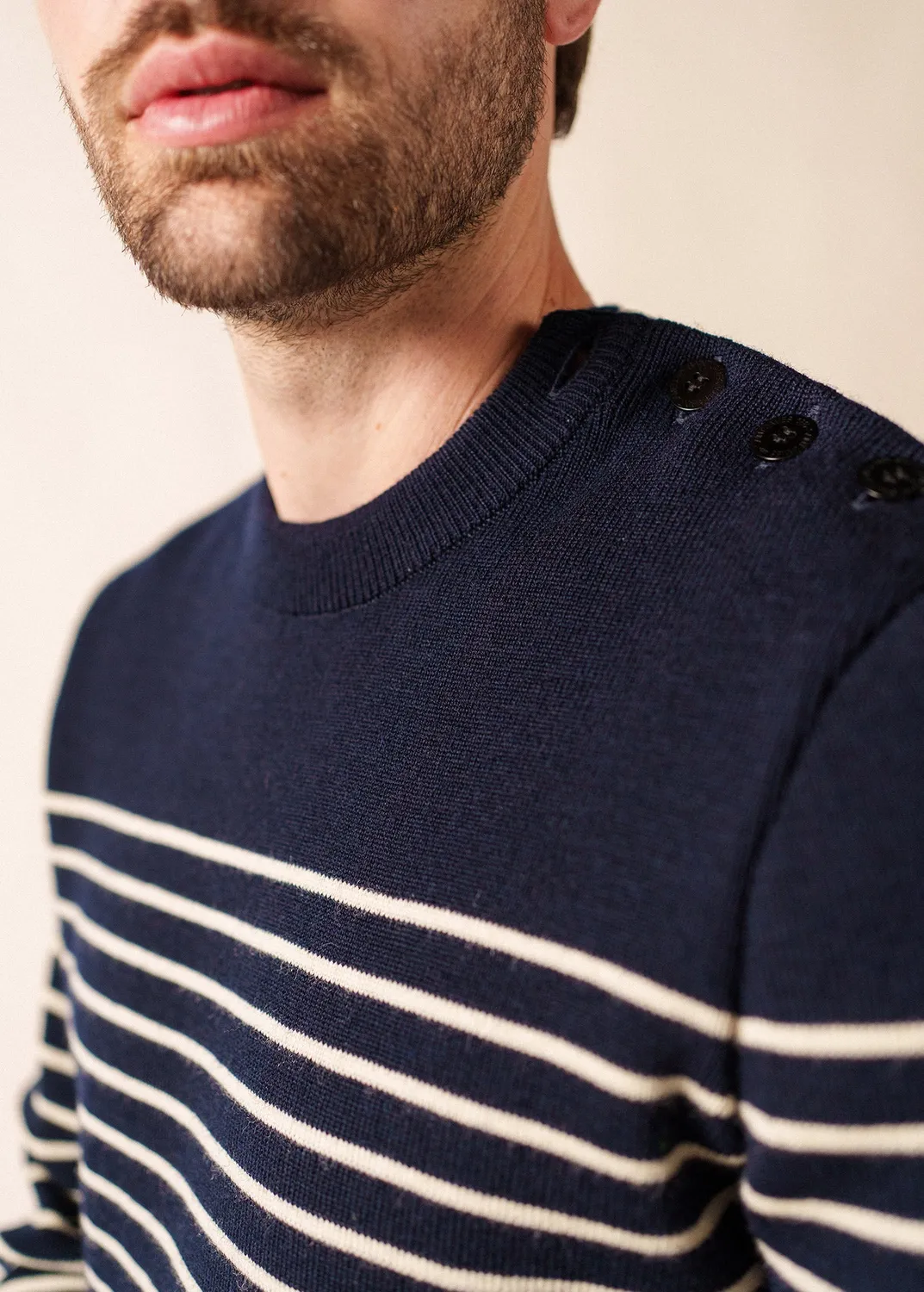 Saint James Binic pull marin marine/écru laine