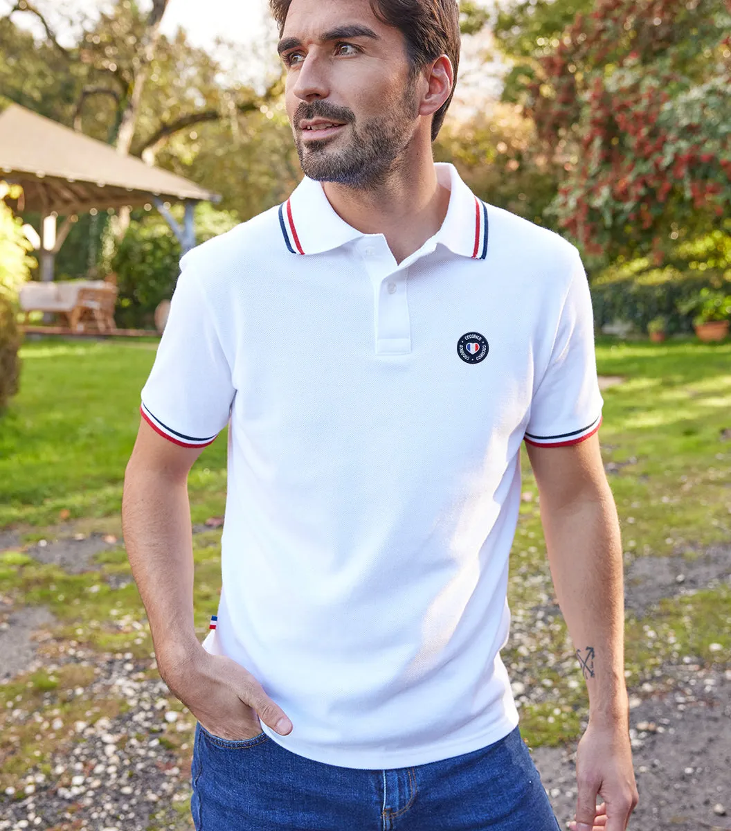 Cocorico Supporter Blason polo homme blanc coton
