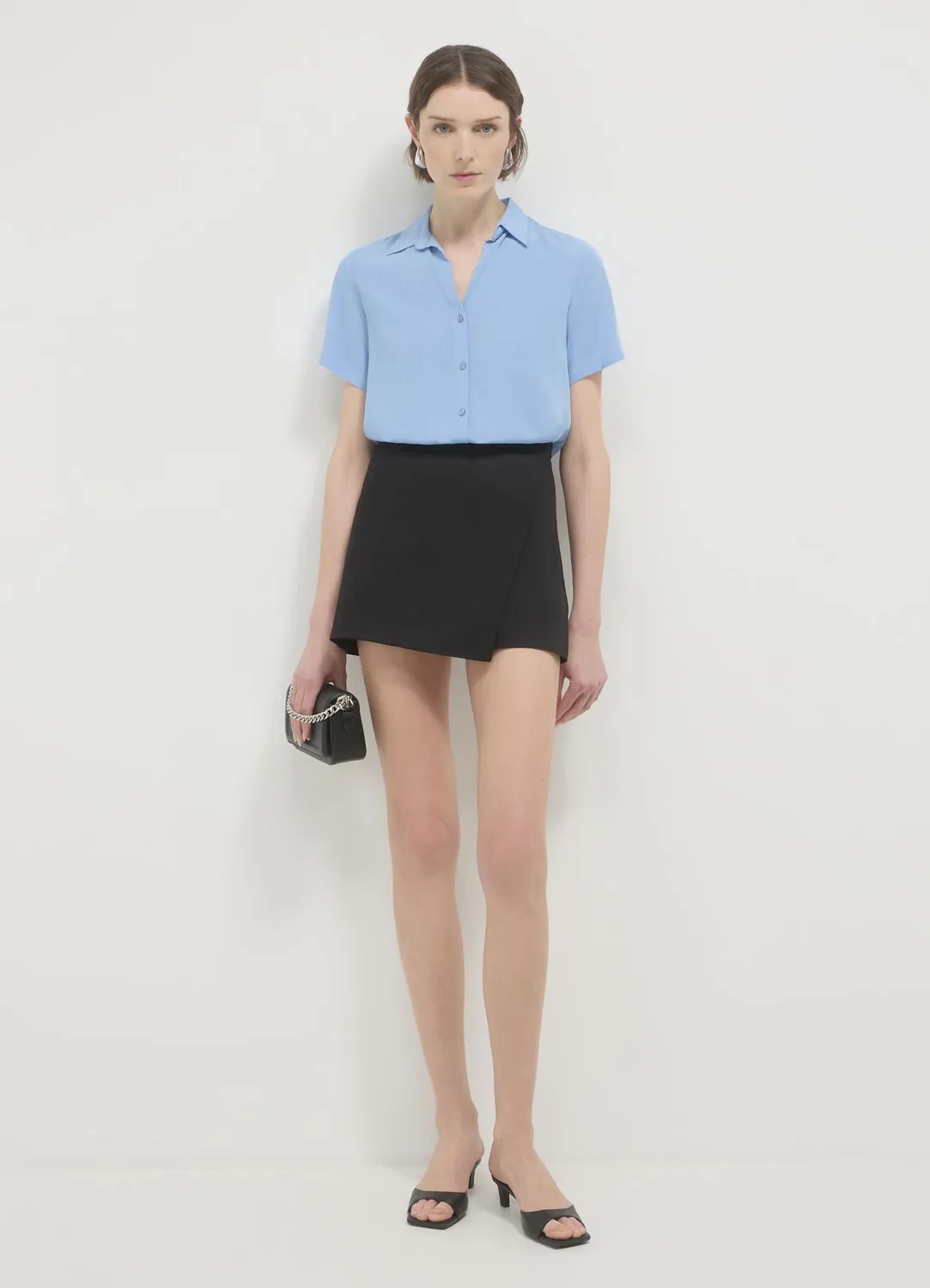 Calliope jupe-short à panneau coton femme unie