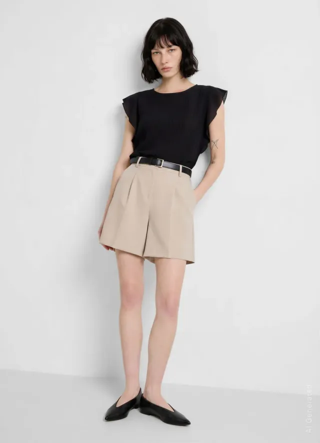 Calliope bermuda tailleur femme taille haute uni
