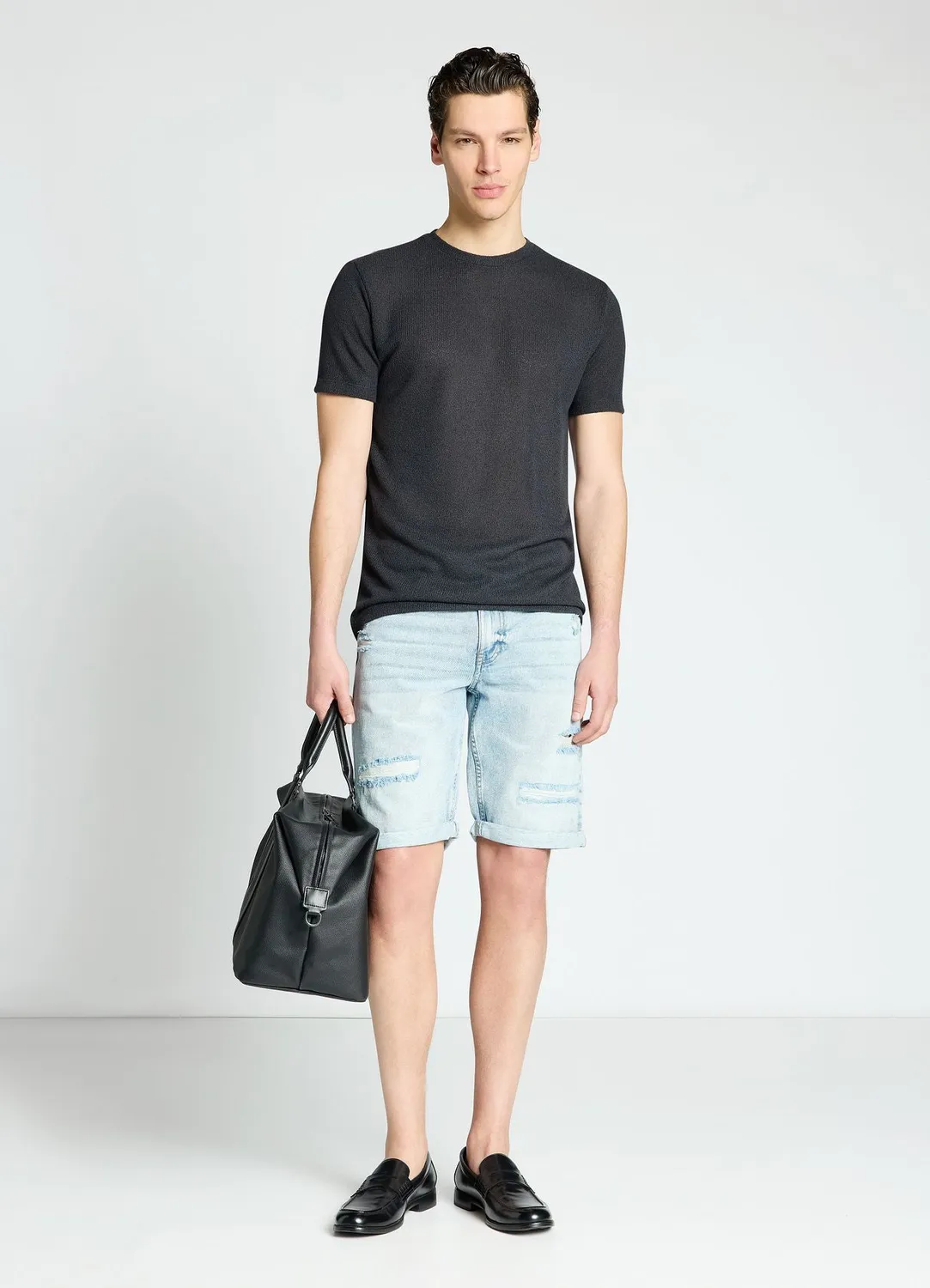 Calliope short denim homme déchiré à revers