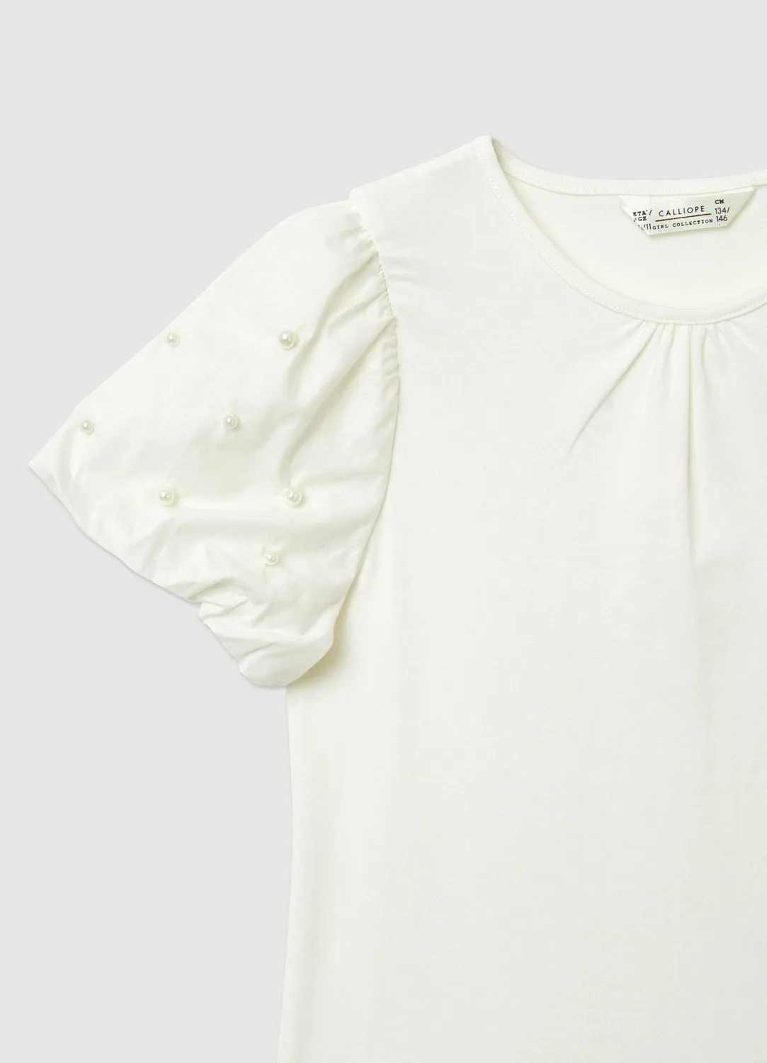 Calliope body fille manches bouffantes perles