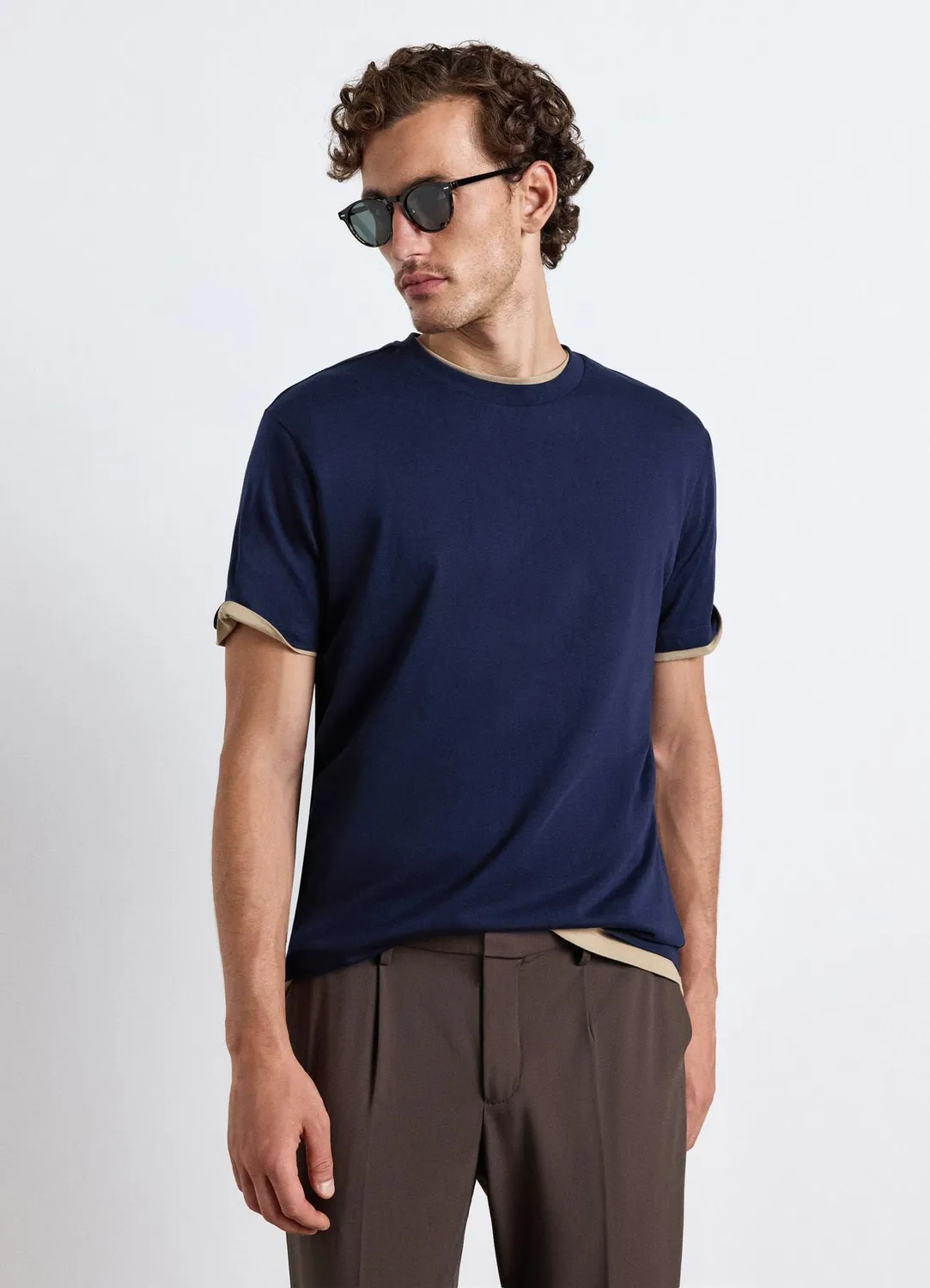 Calliope T-shirt col rond homme uni coupe droite