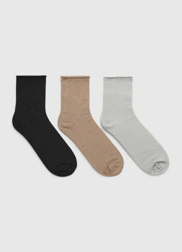Calliope Lot 3 chaussettes femme brillantes cheville