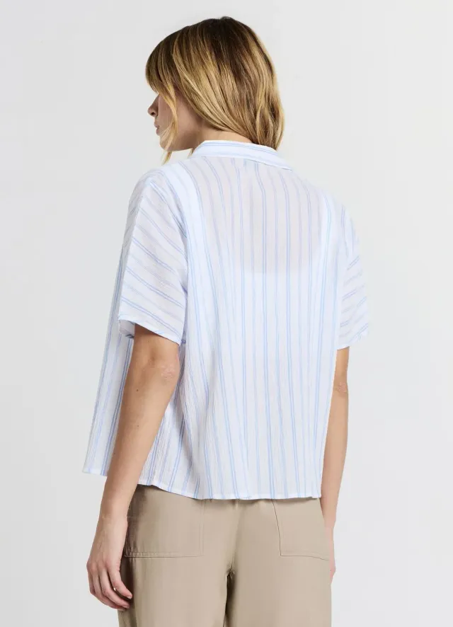 Calliope Chemise Femme Rayée Manches Courtes