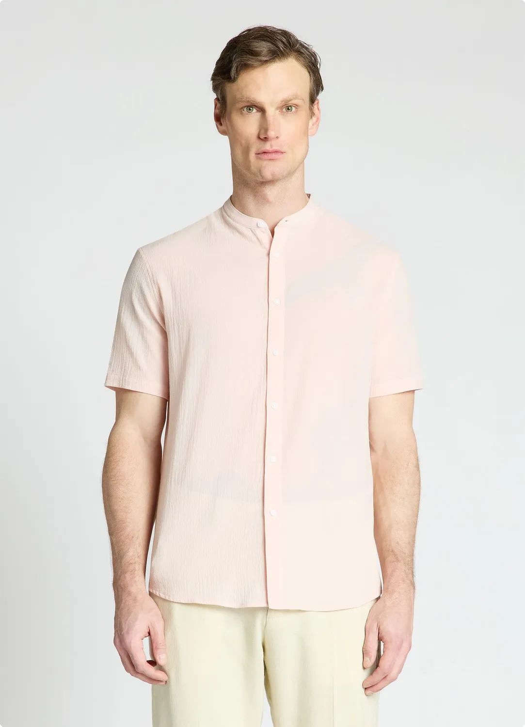 Calliope chemise homme col coréen manches courtes unie