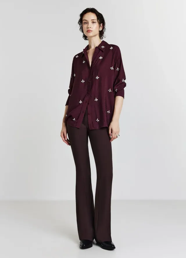 Calliope Chemise Oversize Femme Appliqués Unie