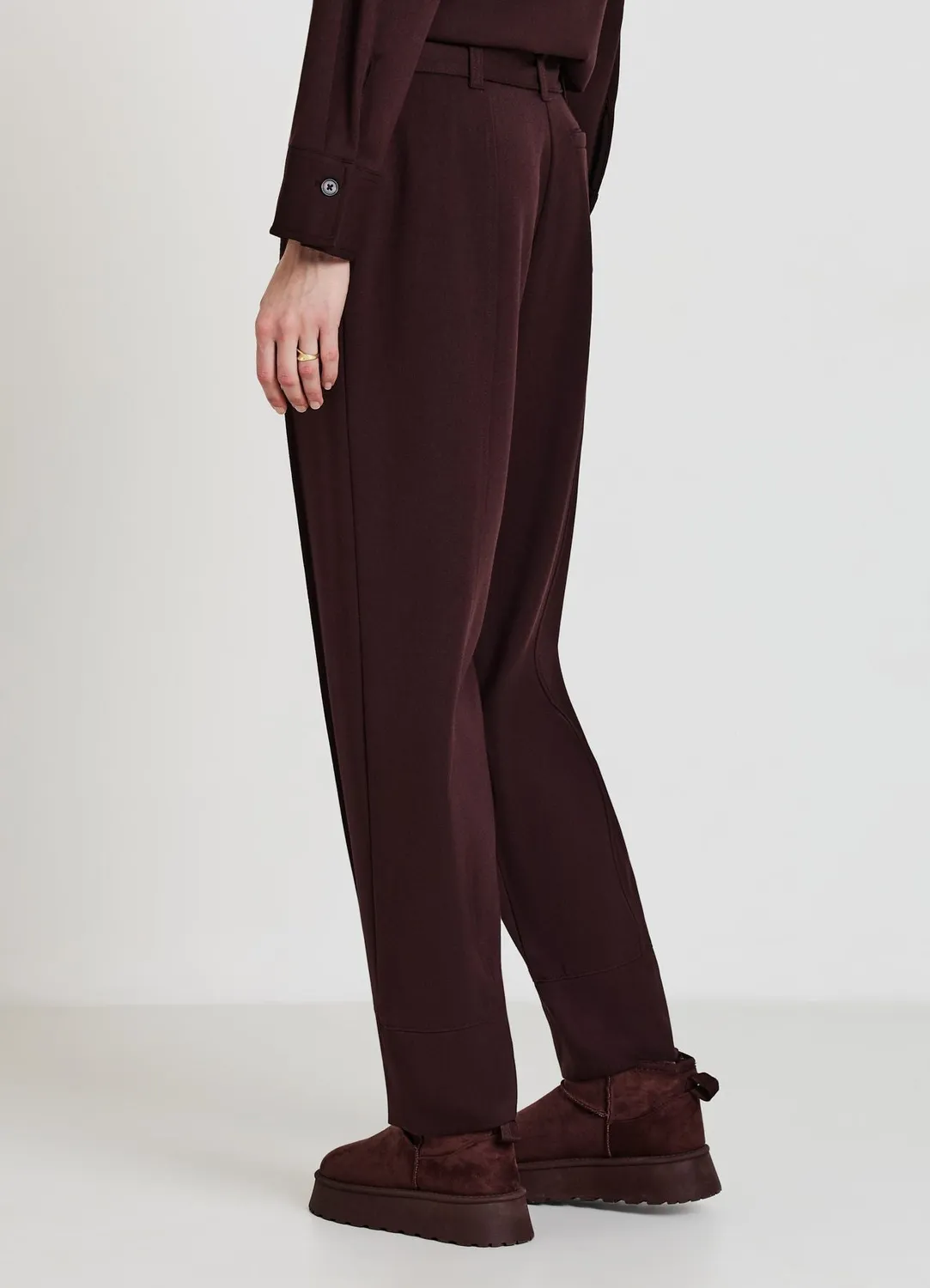 Calliope pantalon femme droit ceinture à nouer revers