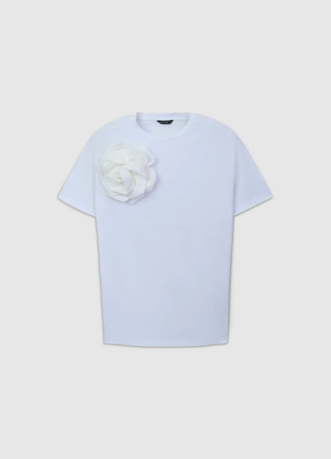Calliope T-shirt fleur appliquée coton femme col rond