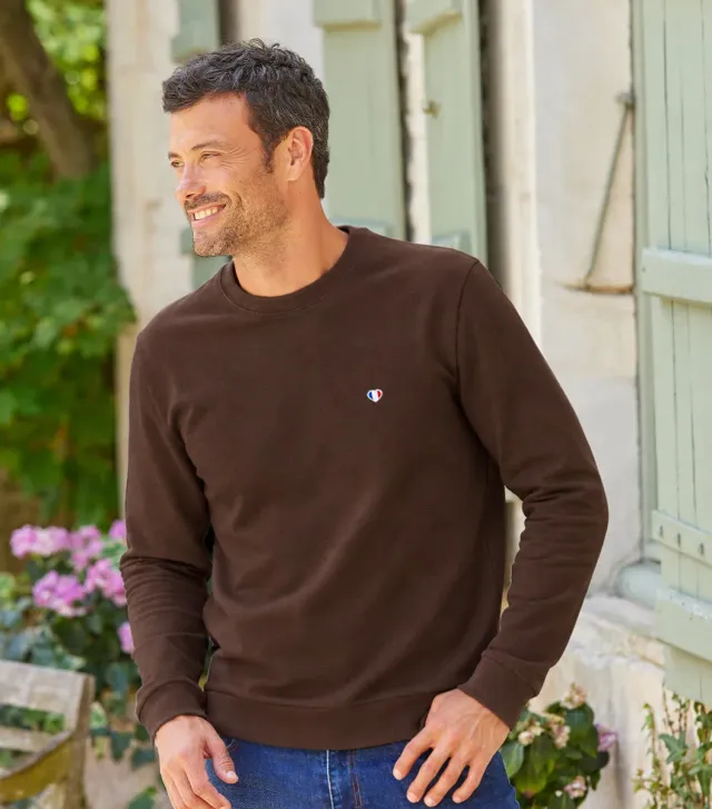Cocorico Iconique Sweat Marron Homme coton