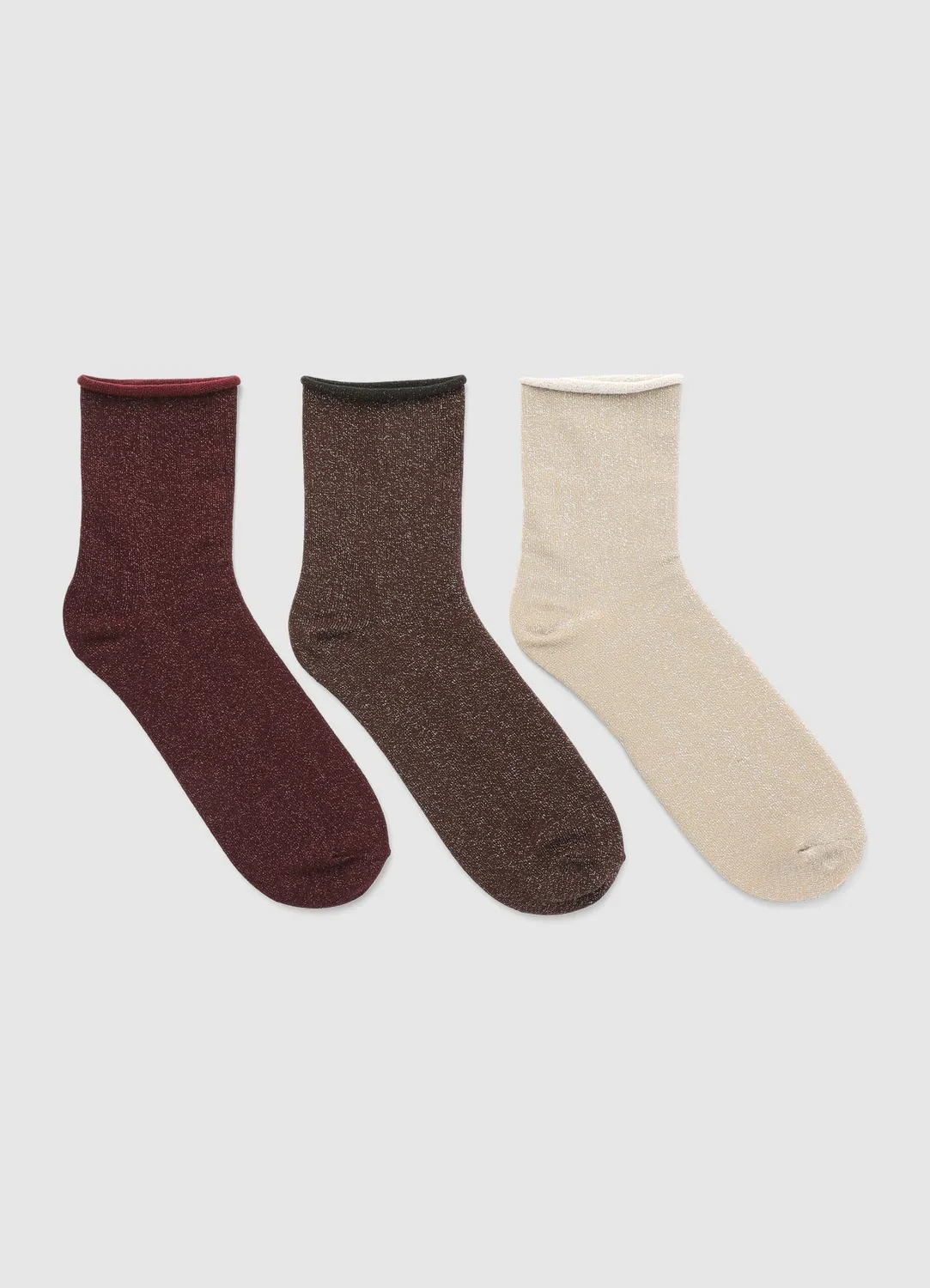 Calliope Pack 3 socquettes femme effet brillant