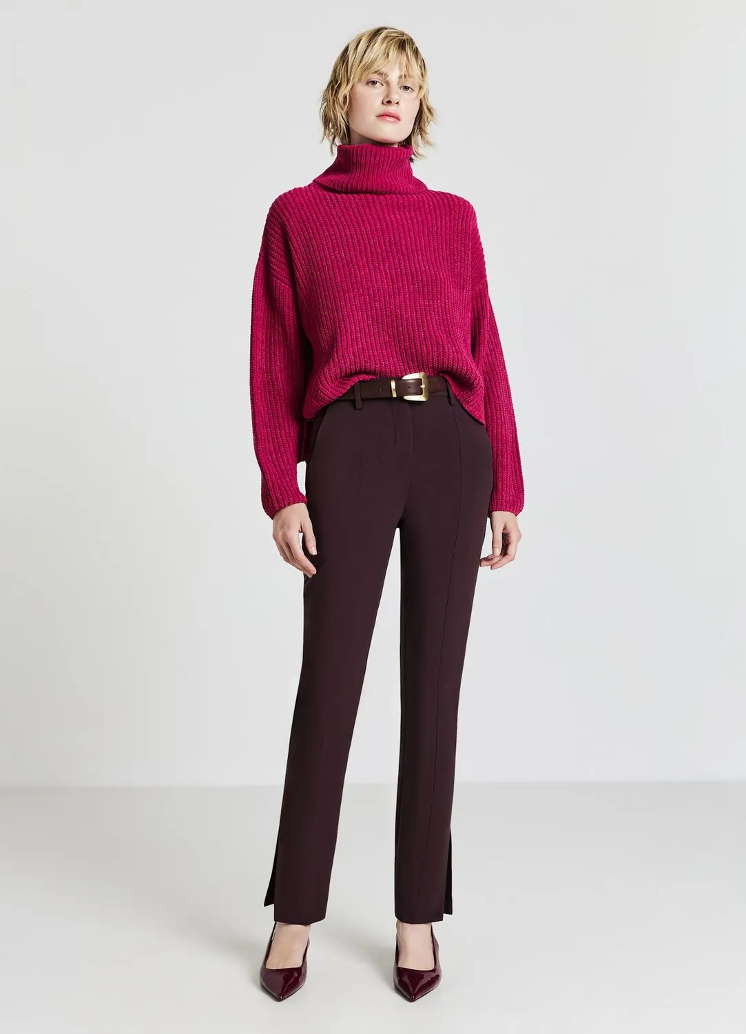 Calliope pull col roulé uni femme manches longues
