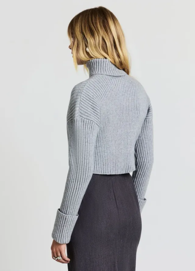 Calliope pull col montant femme côtelé manches longues