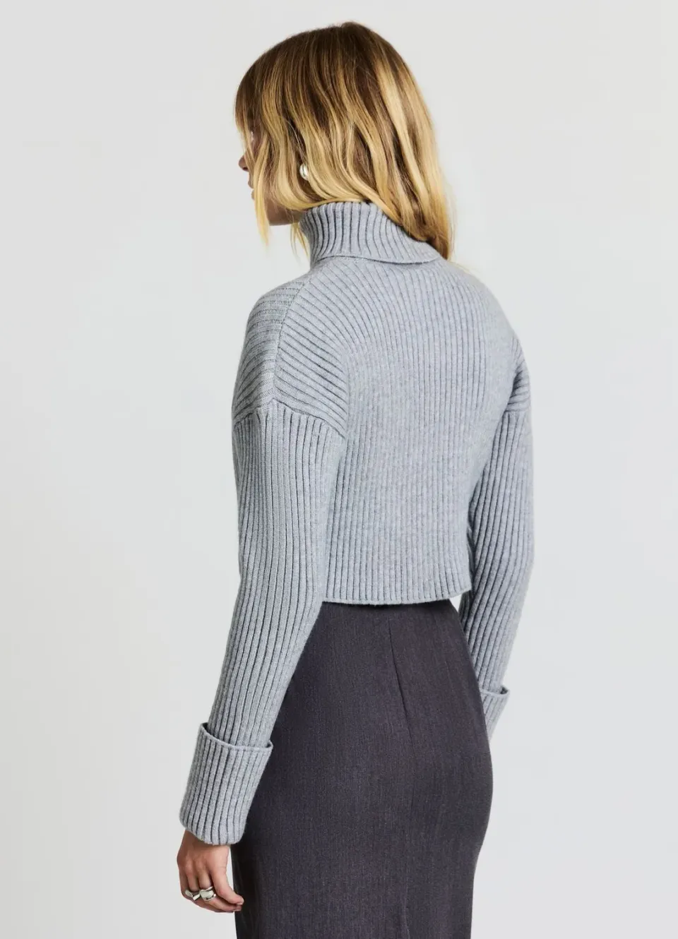 Calliope pull col montant femme côtelé manches longues