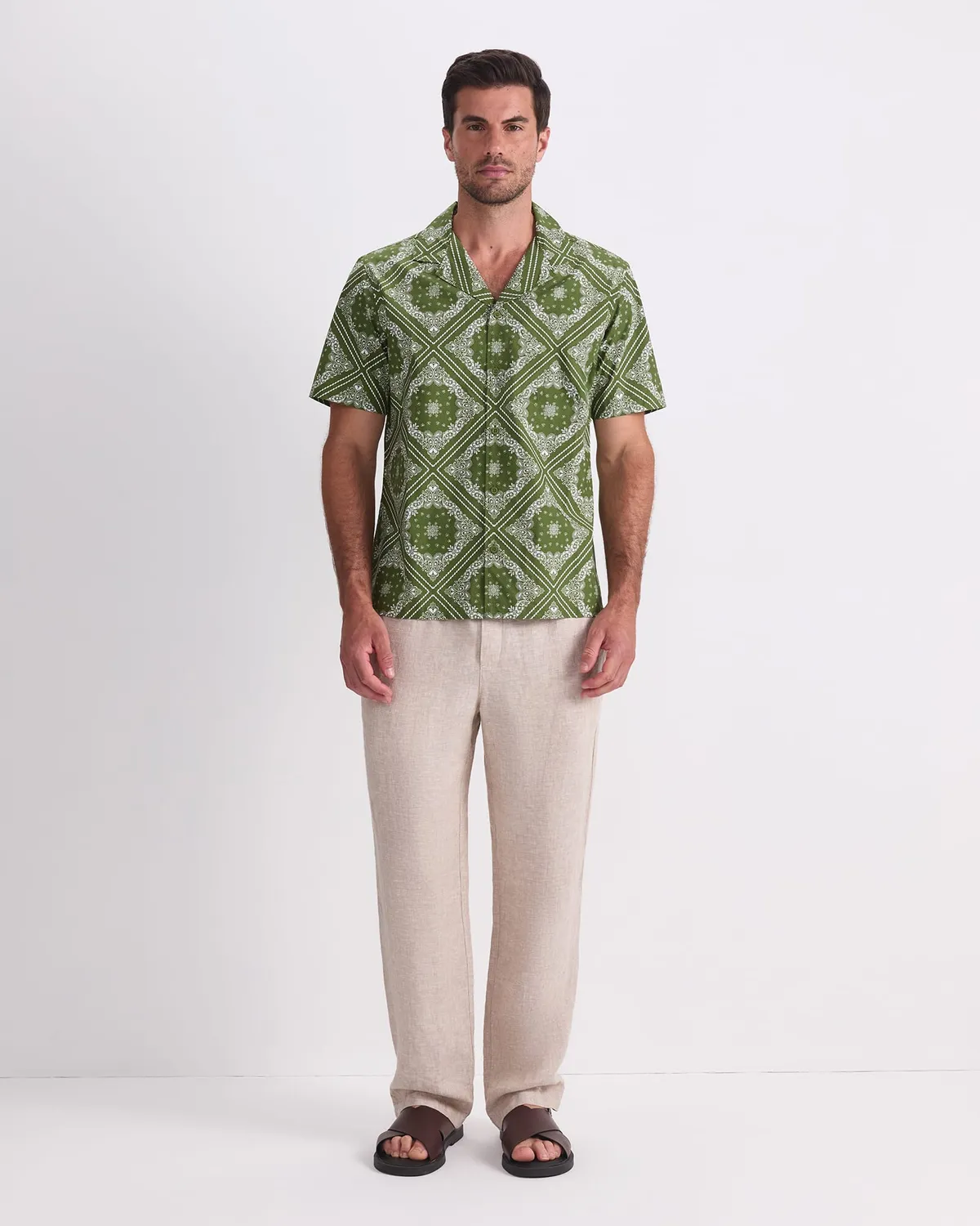 Sportscraft Bandana Short Sleeve Resort Shirt chemise coton