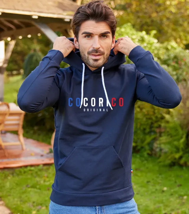 Cocorico Signature Sweat Capuche Homme Marine coton