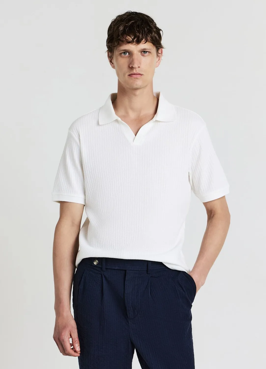 Calliope T-shirt Polo homme manches courtes texturé uni