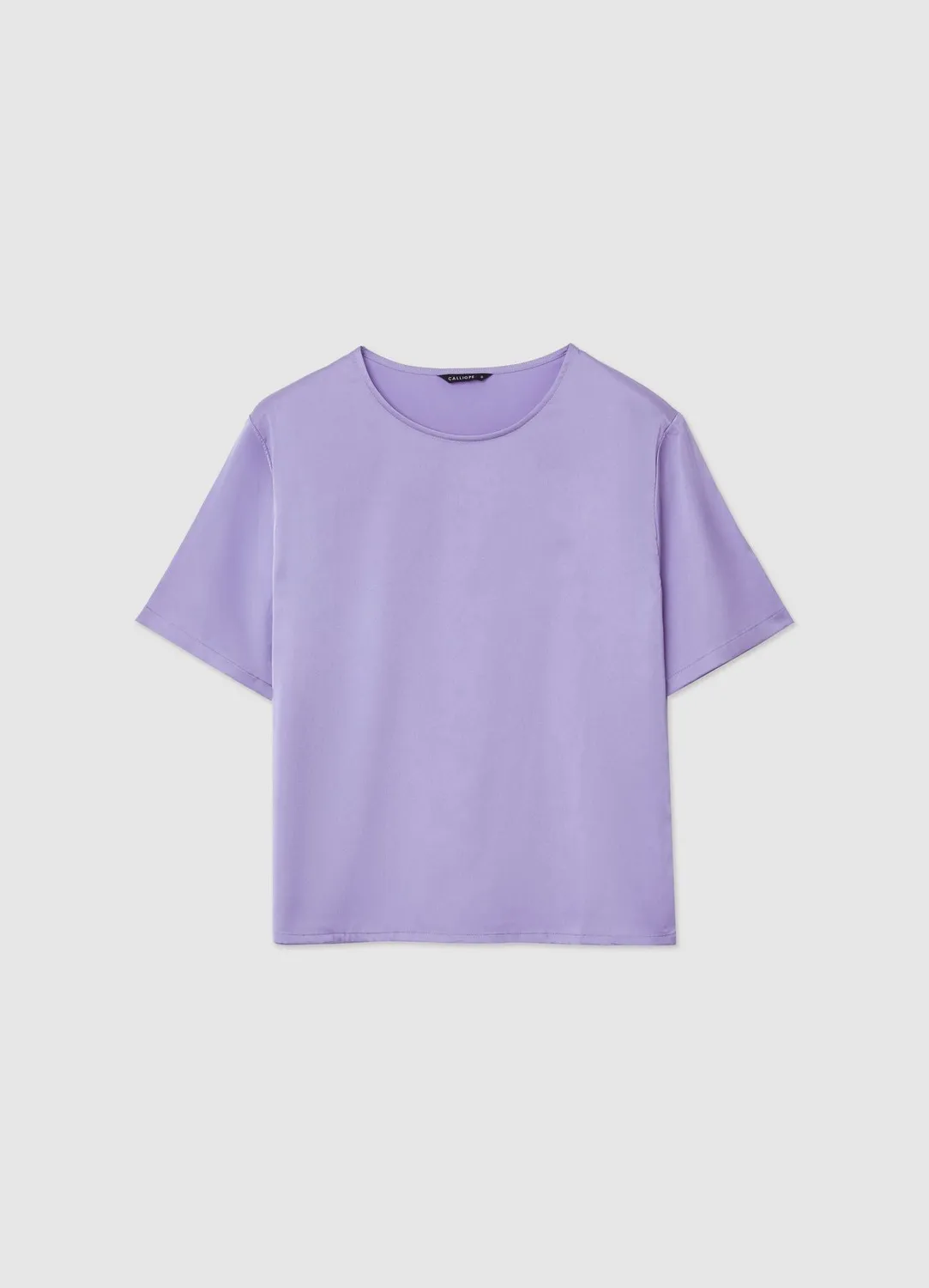 Calliope blouse satin manches courtes col rond unie