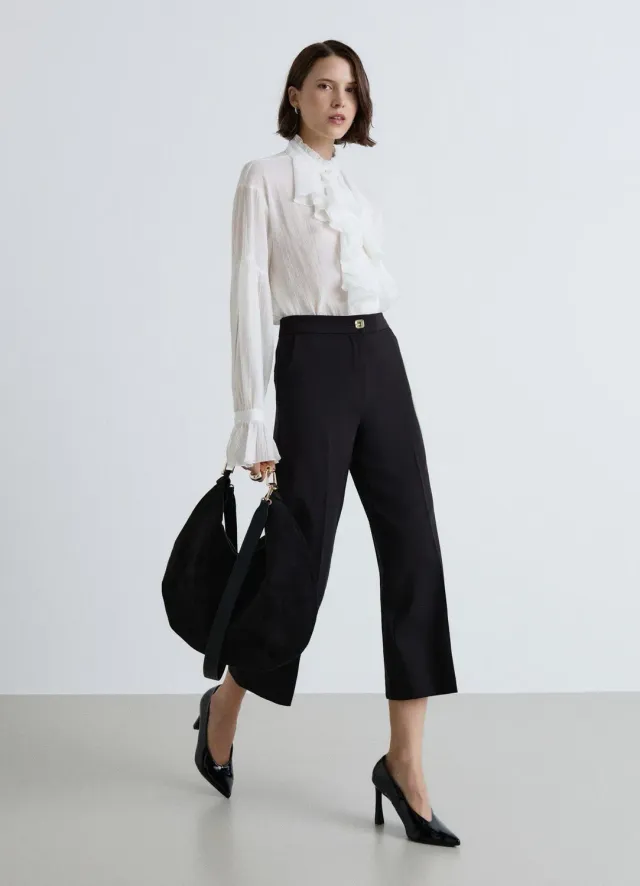 Calliope pantalon culotte femme large taille haute uni