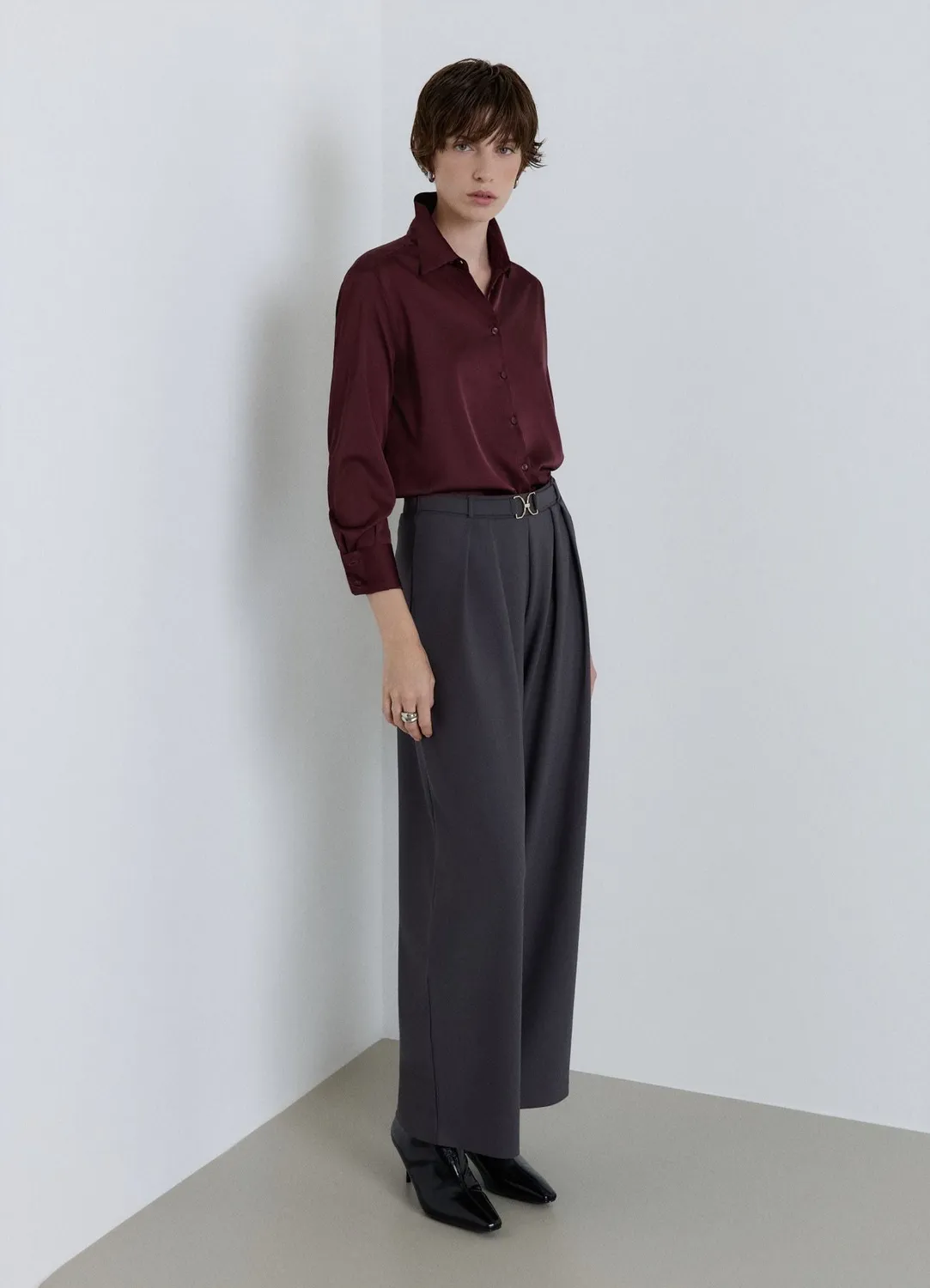 Calliope pantalon palazzo femme taille haute ceinture