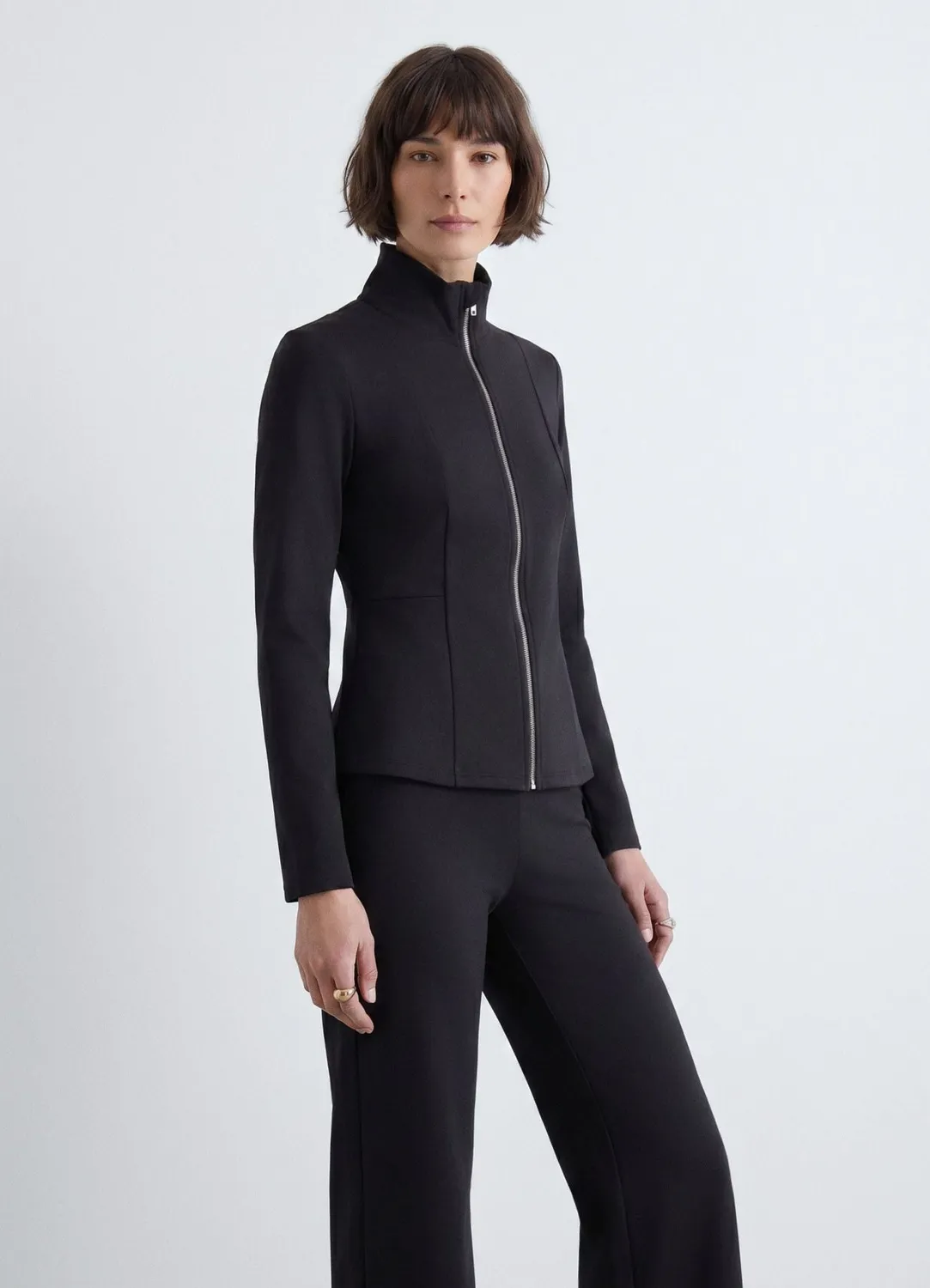 Calliope peplum sweat zippé col montant