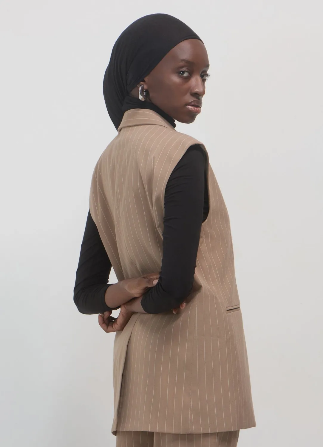 Calliope gilet tailleur femme rayé 2 boutons
