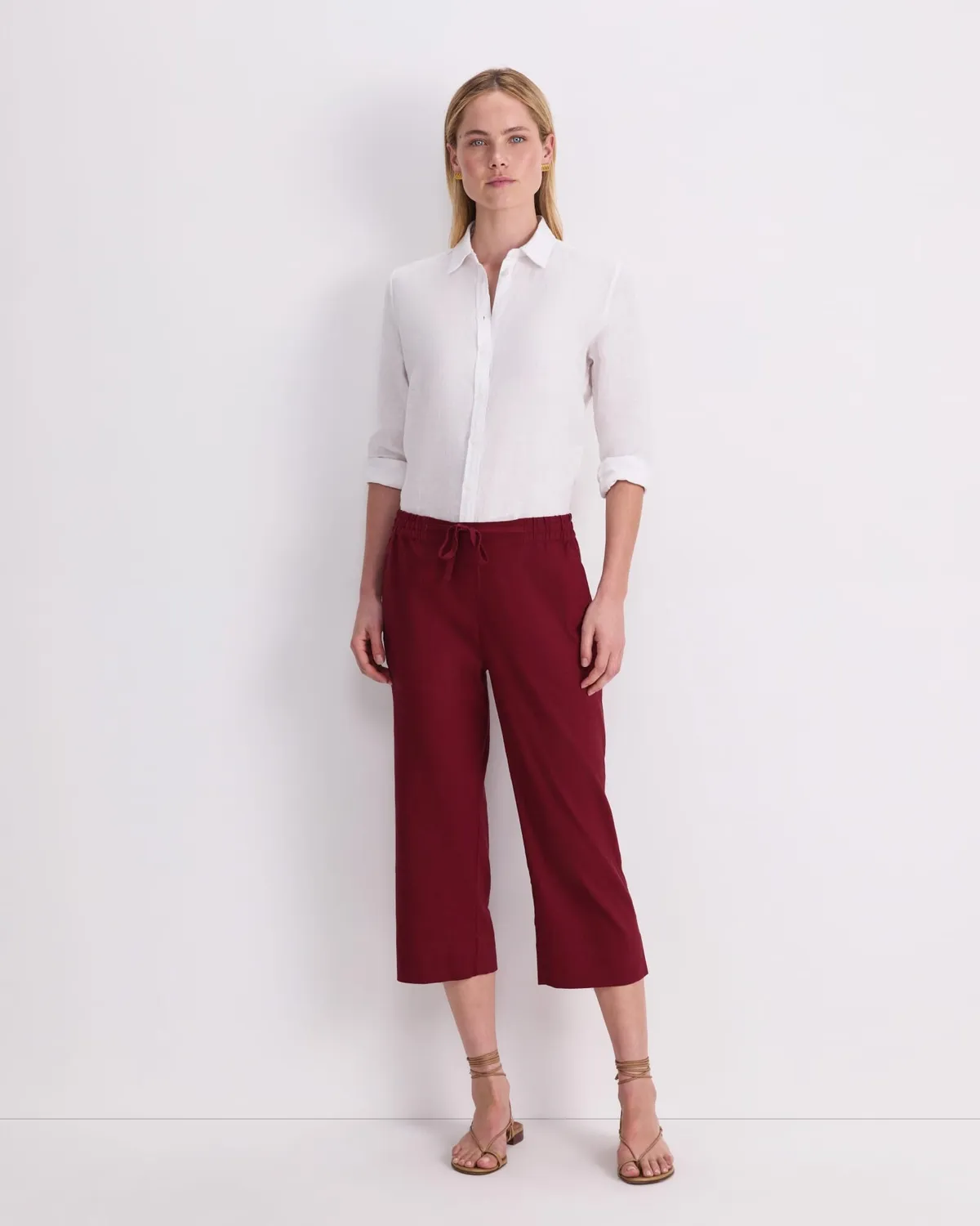 Sportscraft Rosa pantalon lin cropped femme