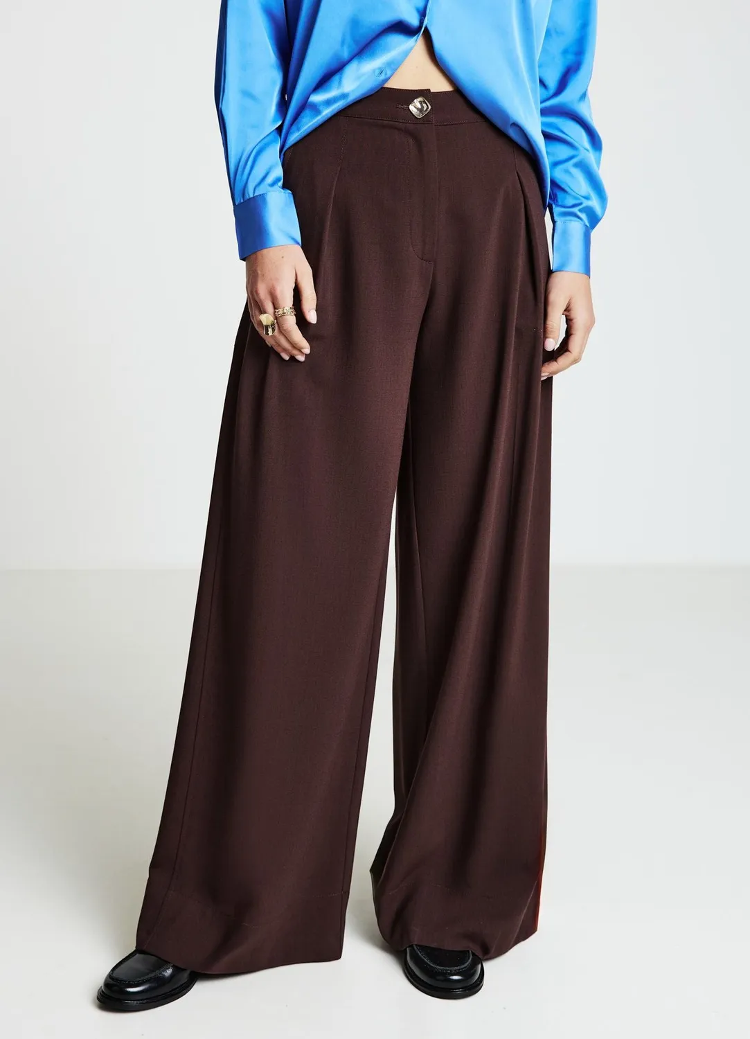 Calliope pantalon palazzo à pinces large fluide femme
