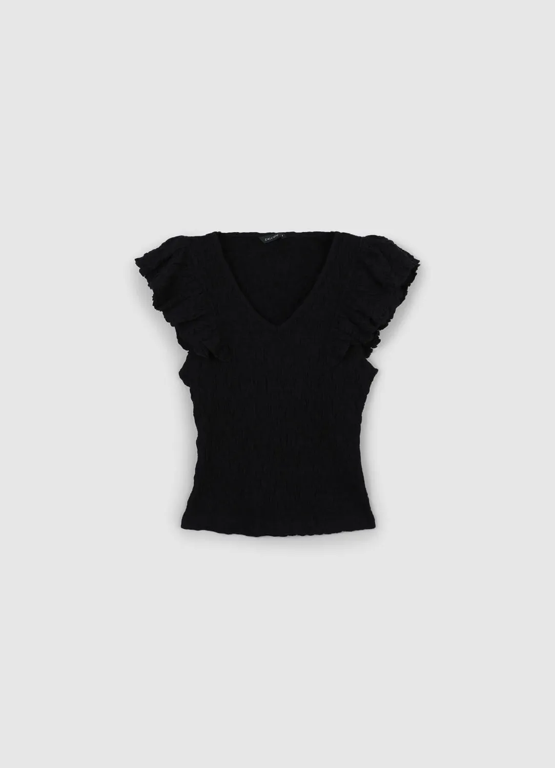 Calliope T-shirt volant bubble coton femme col V