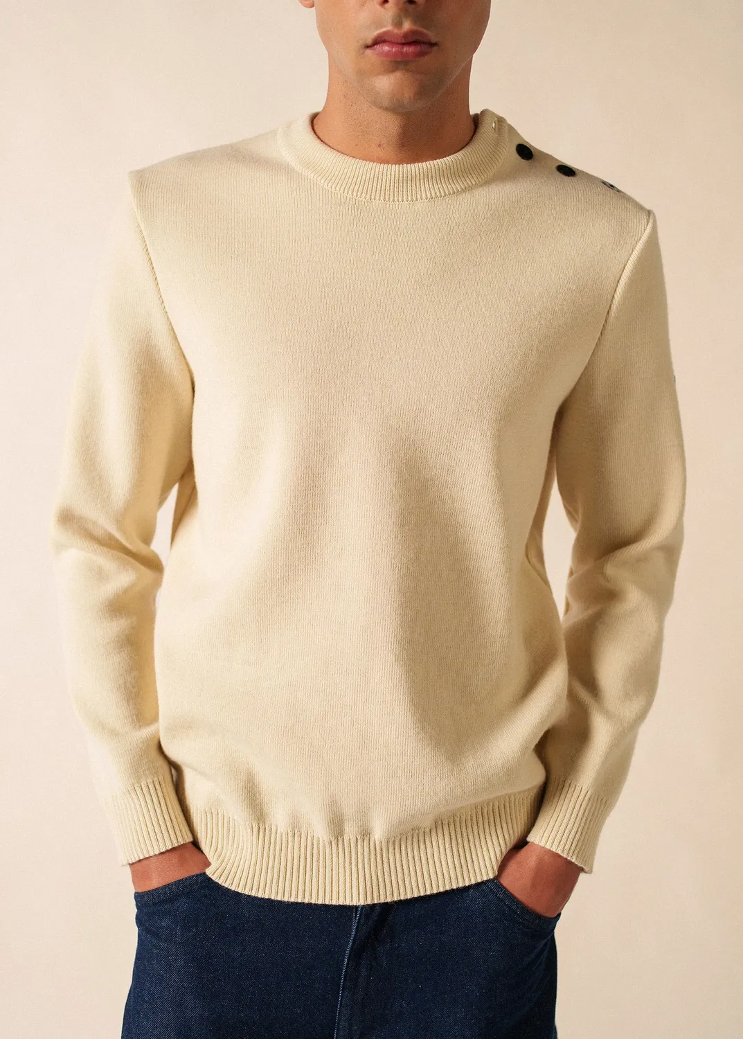 Saint James Cancale pull marin écru laine
