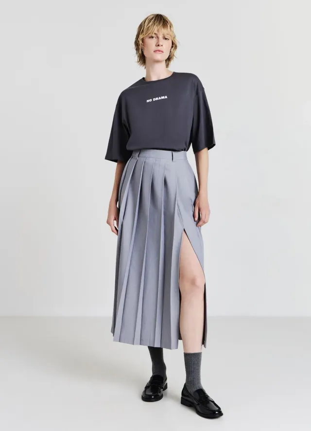 Calliope Jupe plissée midi fendue taille haute