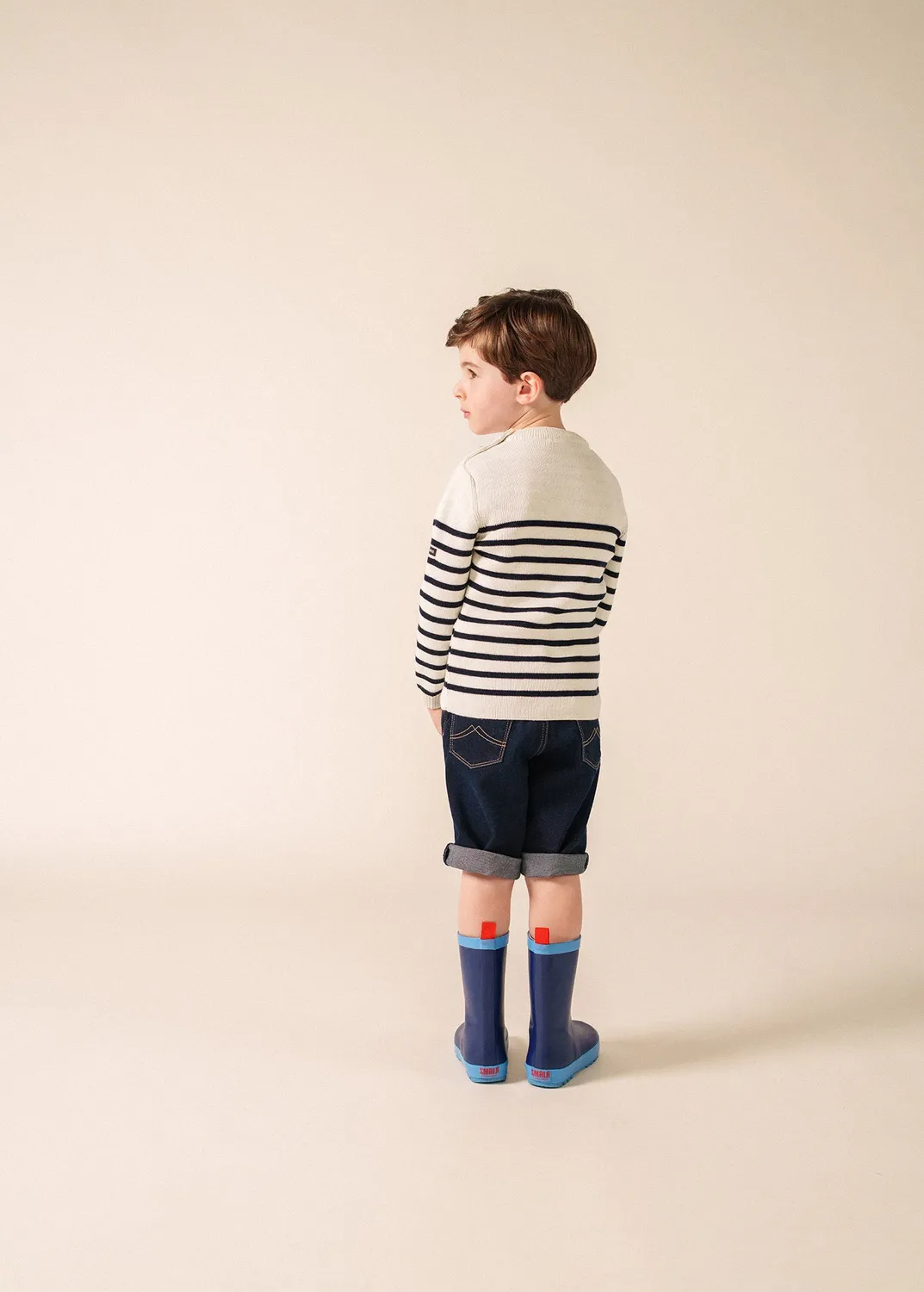 Saint James Moussaillon pull marin enfant écume/navy laine