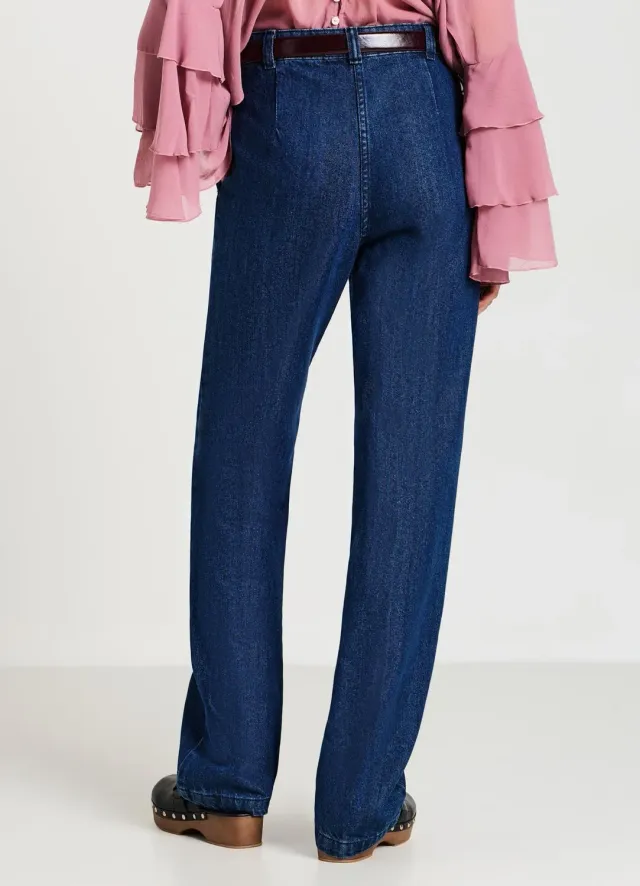 Calliope jean droit pinces femme bouton