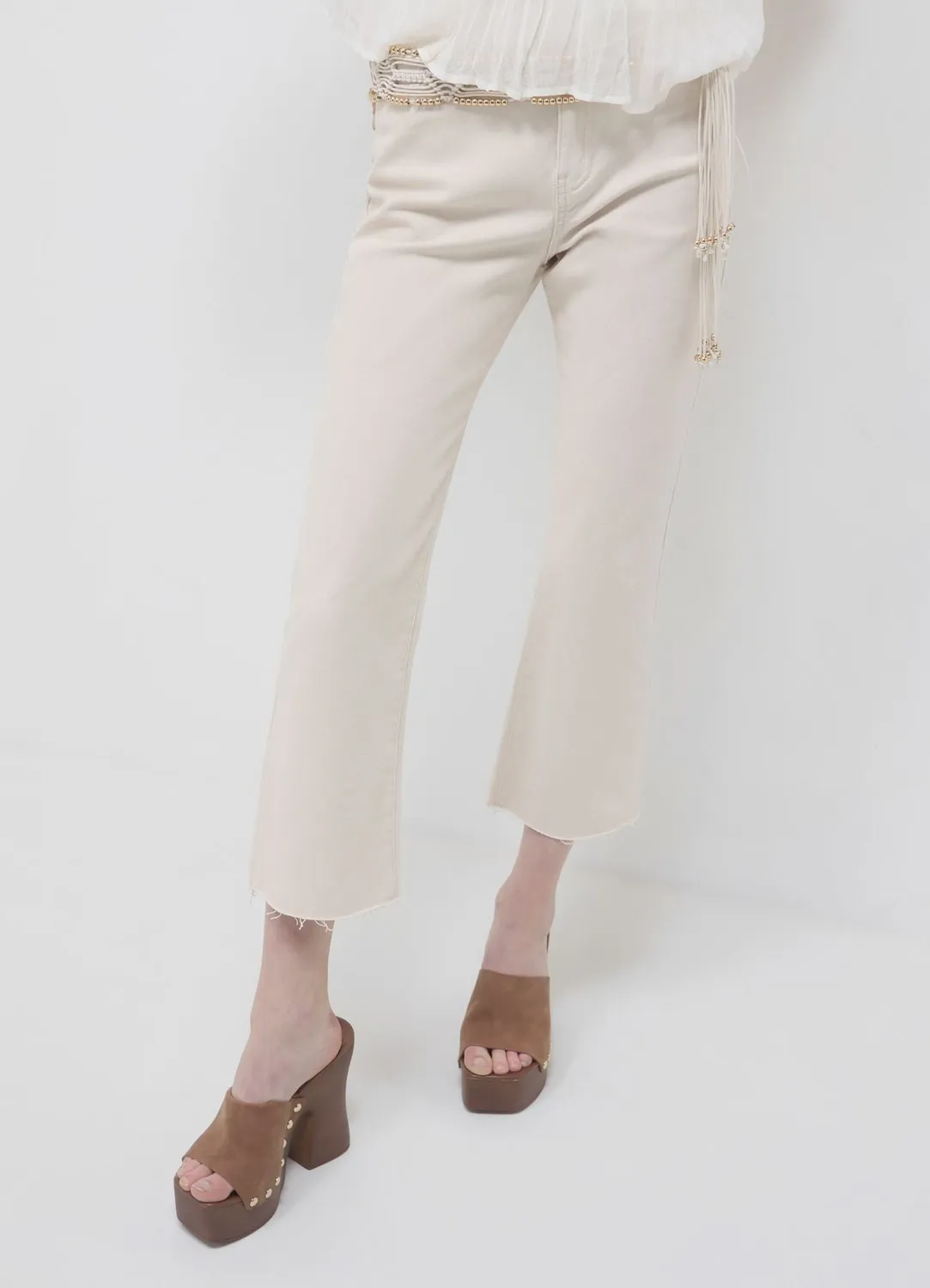 Calliope pantalon cropped flare femme coton 5 poches