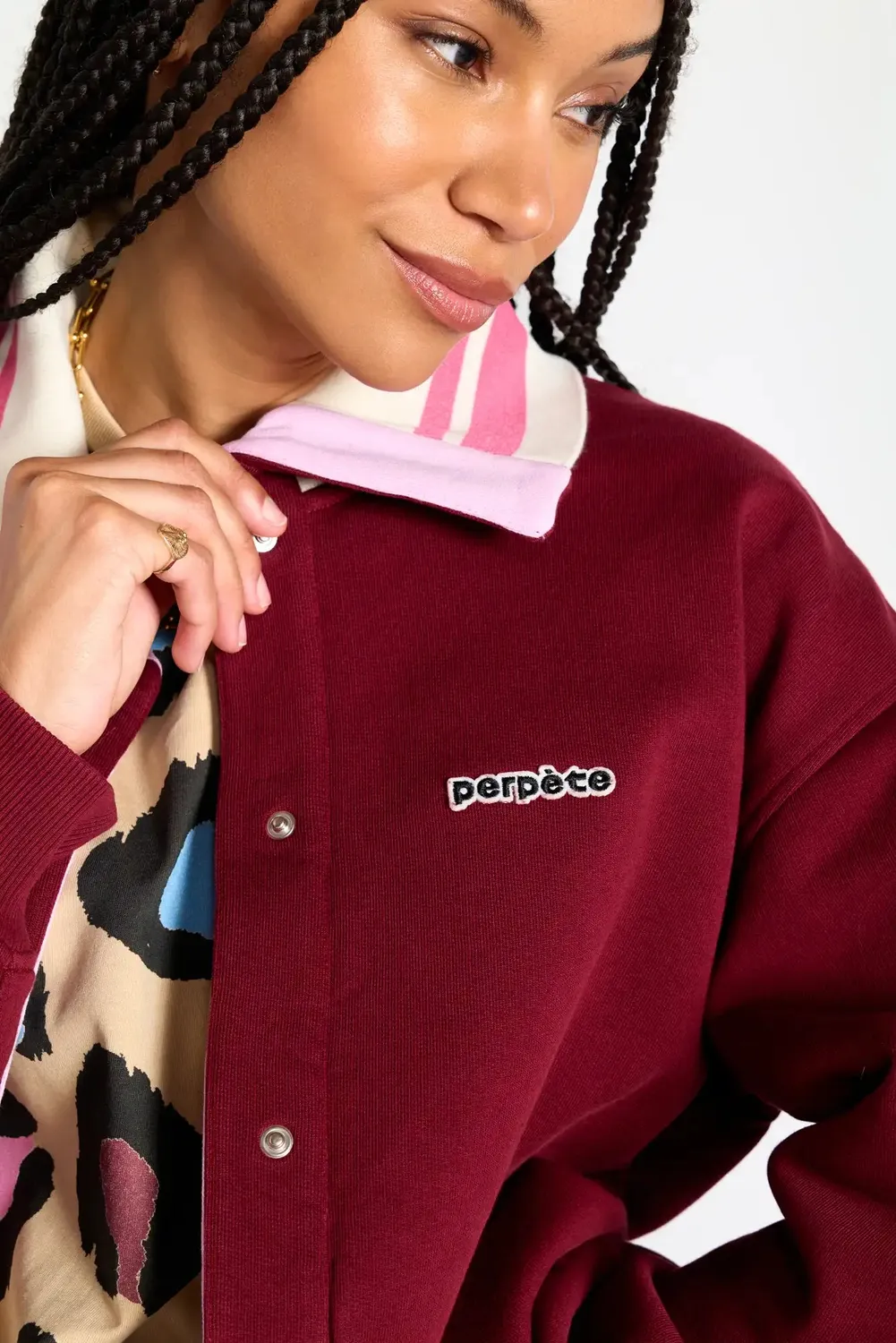 Perpète veste Sarah bordeaux molleton coton bio