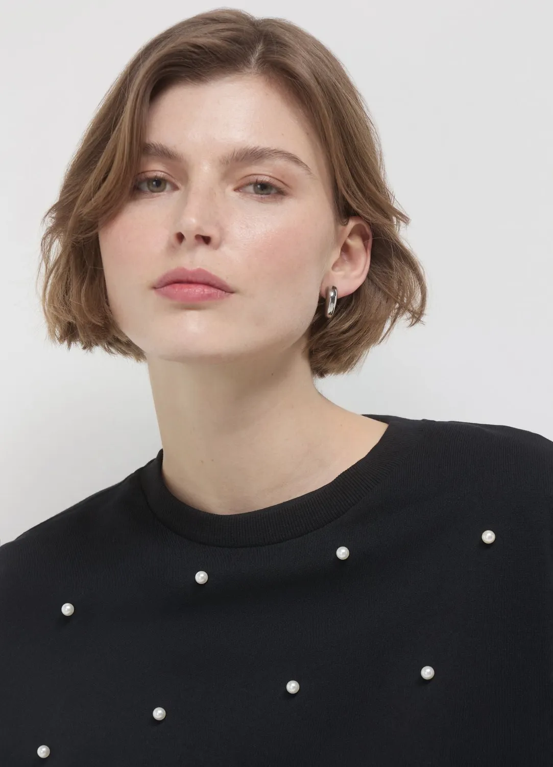 Calliope sweat col rond perles femme coton