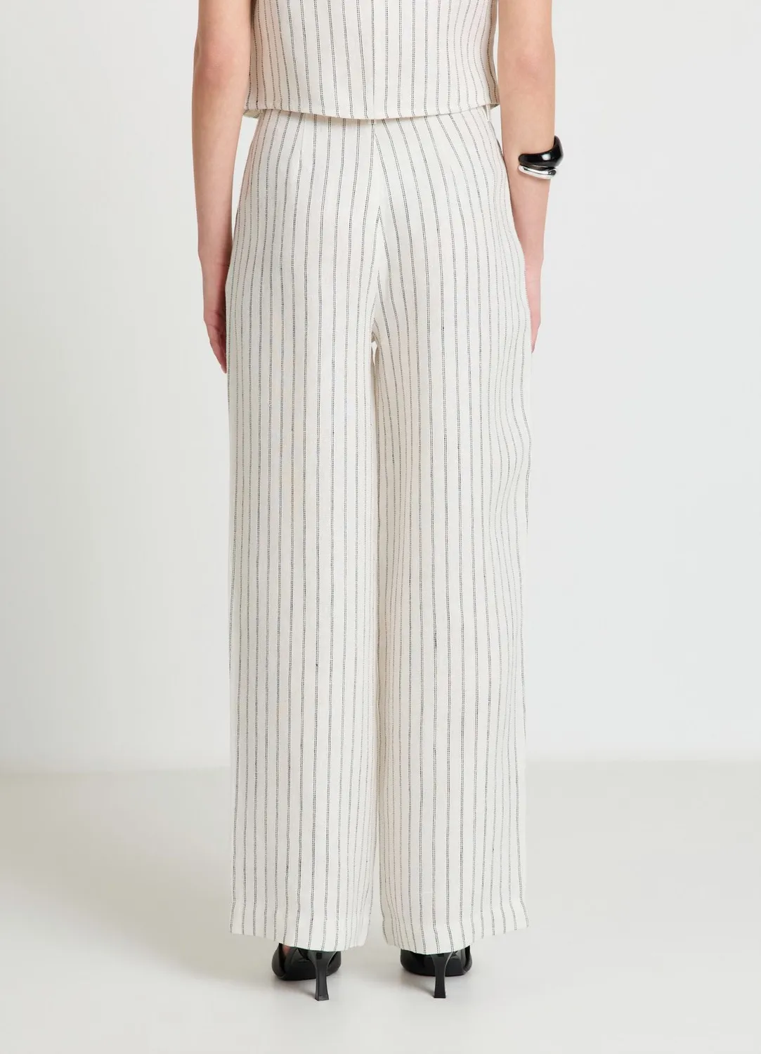 Calliope pantalon palazzo femme rayé en lin taille S