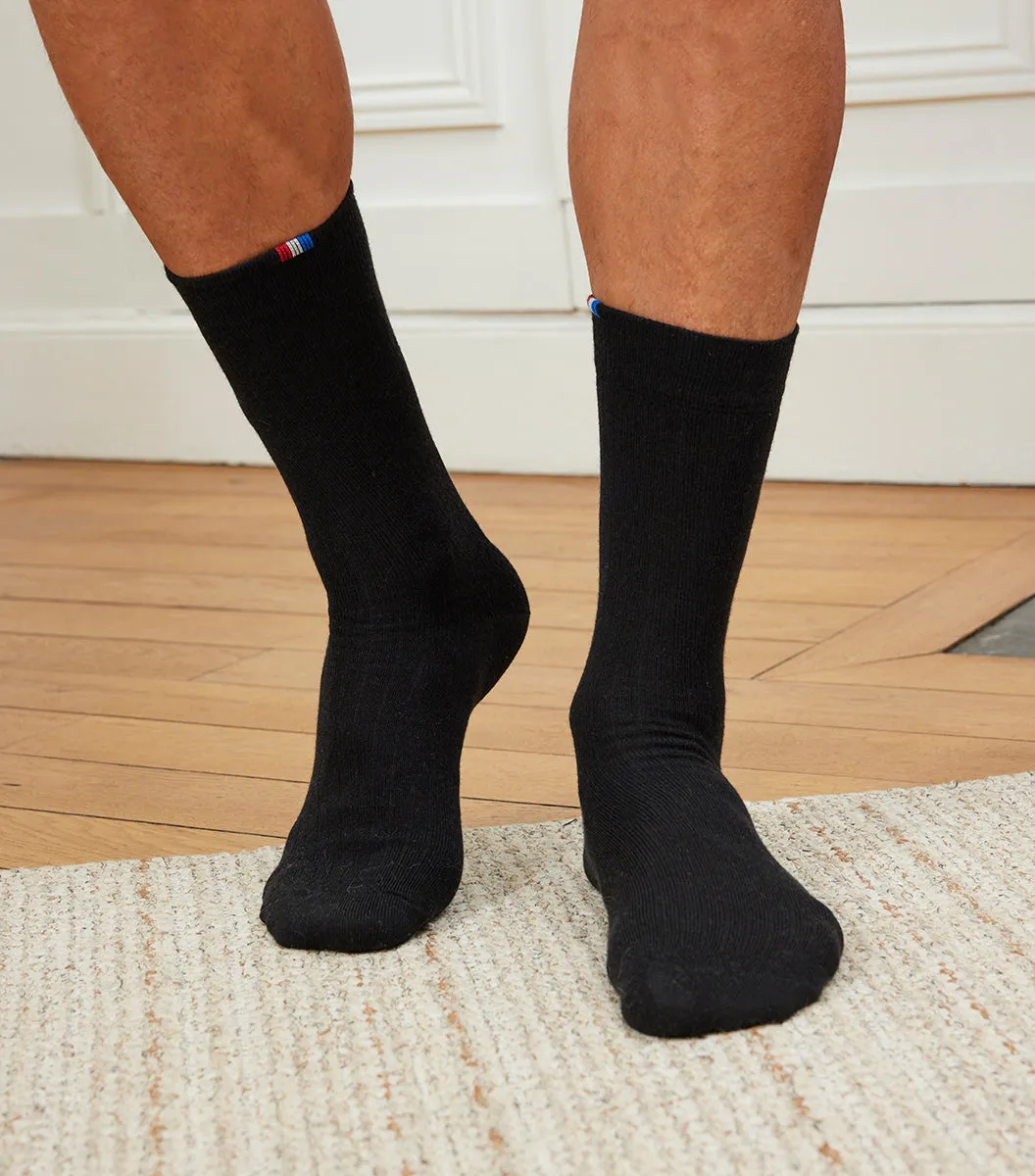 Cocorico Intemporel Chaussettes Laine Homme Noir x5