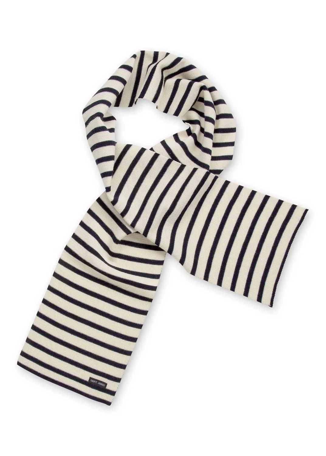 Saint James Scarf écharpe rayée écru marine laine