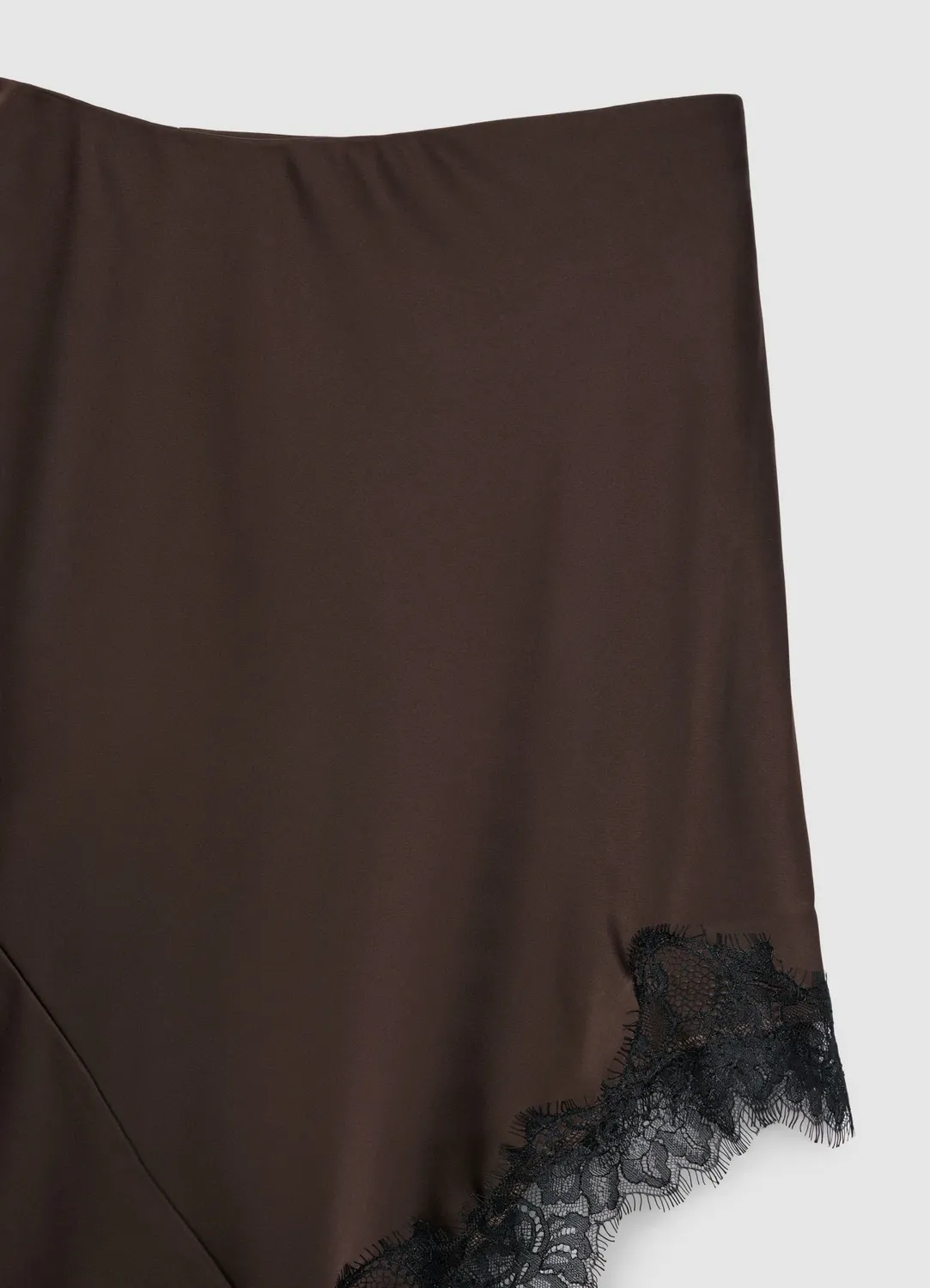 Calliope jupe satinée asymétrique dentelle soirée