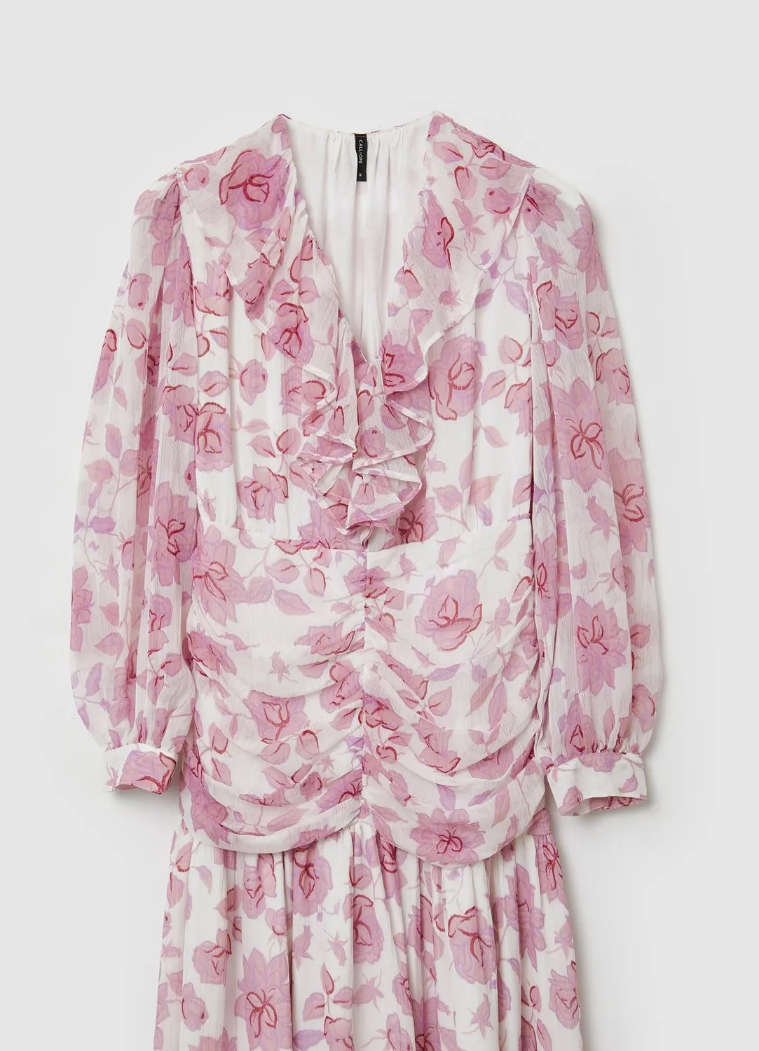 Calliope Atelier robe midi fleurs manches longues