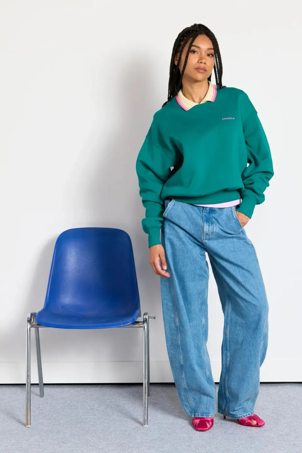 Perpète Geri sweat vert foncé effet boule