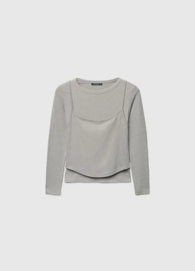 Calliope doublé top t-shirt femme manches longues